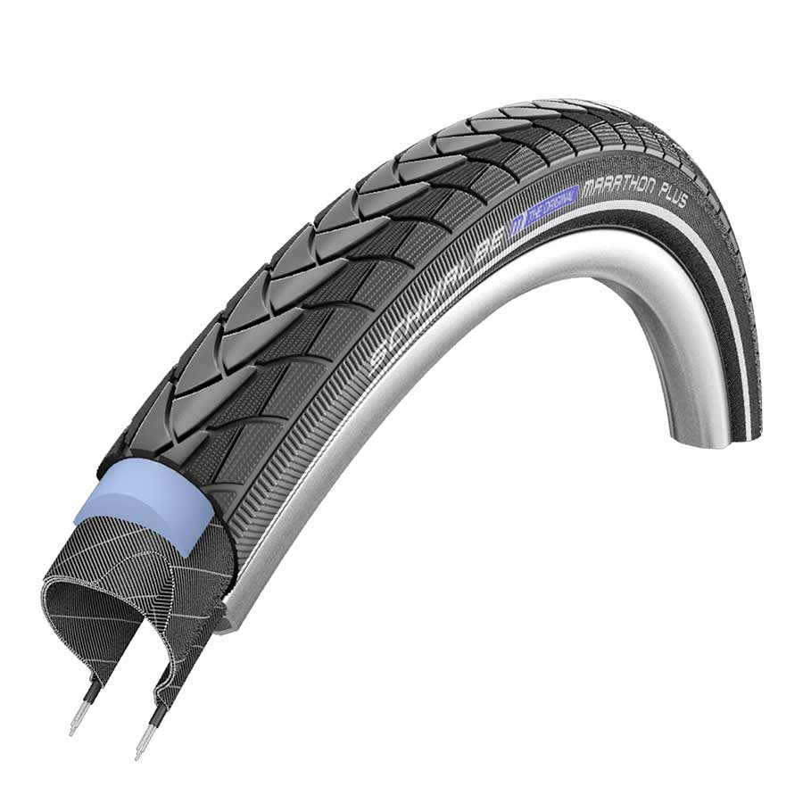 Schwalbe, Marathon Plus, Hybrid Tire, 20''x1.75, Wire, Clincher, Endurance, SmartGuard, Reflex, 67TPI, Black