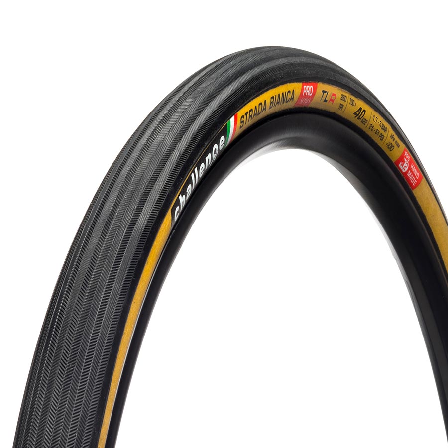 Challenge, Strada Bianca TLR, Tire, 700x40C, Folding, Tubeless Ready, Natural, SuperPoly, PPS, 260TPI, Tanwall