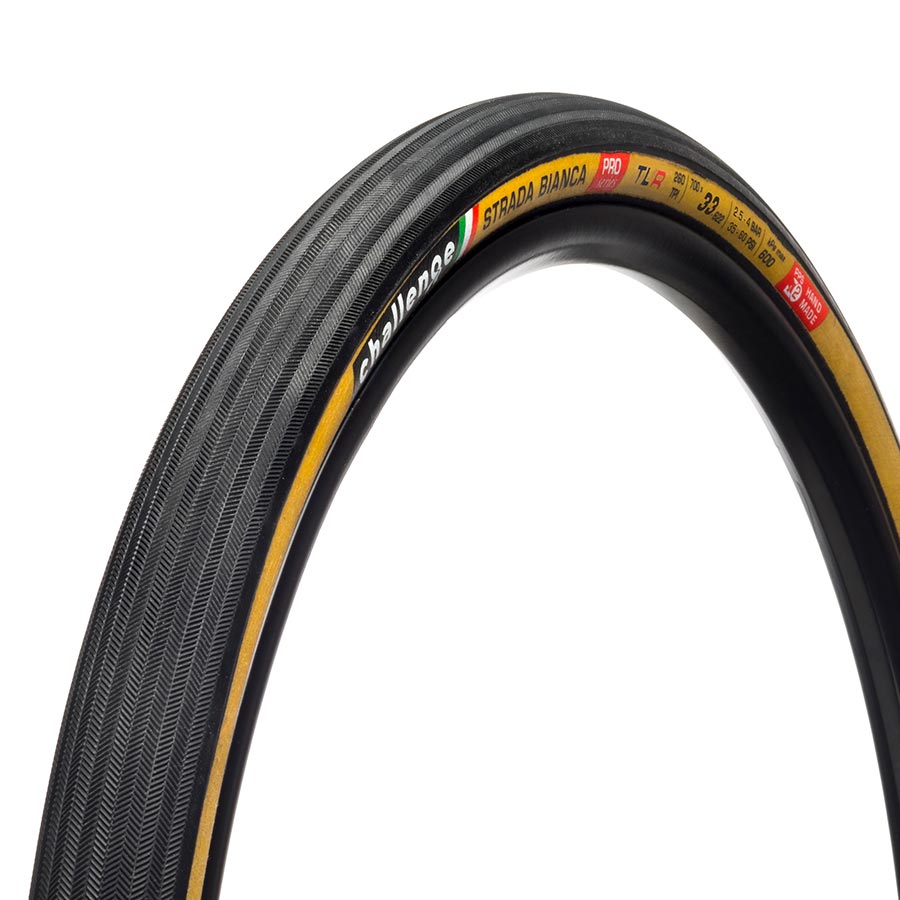Challenge, Strada Bianca TLR, Road Tire, 700x33C, Folding, Tubeless Ready, SmartPlus, PPS Ganzo + PPS2, 260TPI, Tanwall