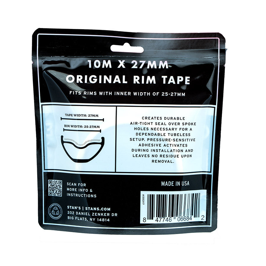 Stans No Tubes, Rim Tape, Tubeless Tape, 10m, 27mm