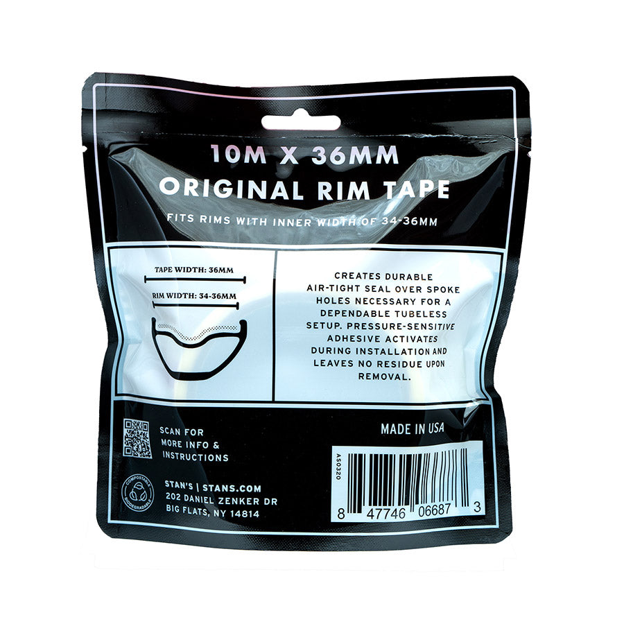 Stans No Tubes, Rim Tape, Tubeless Tape, 10m, 36mm