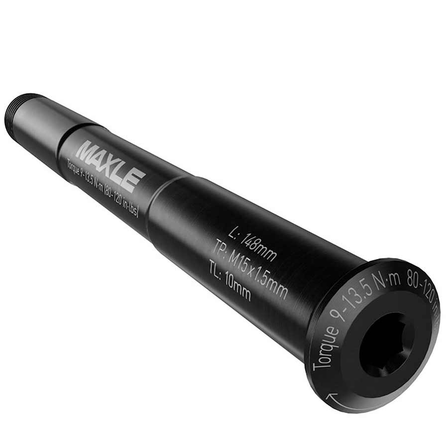 RockShox, MAXLE STEALTH, Thru Axle, Front, 15x150mm TA, Length: 198mm, Thread Length: 9mm, Thread Pitch: M15x1.50, Bluto
