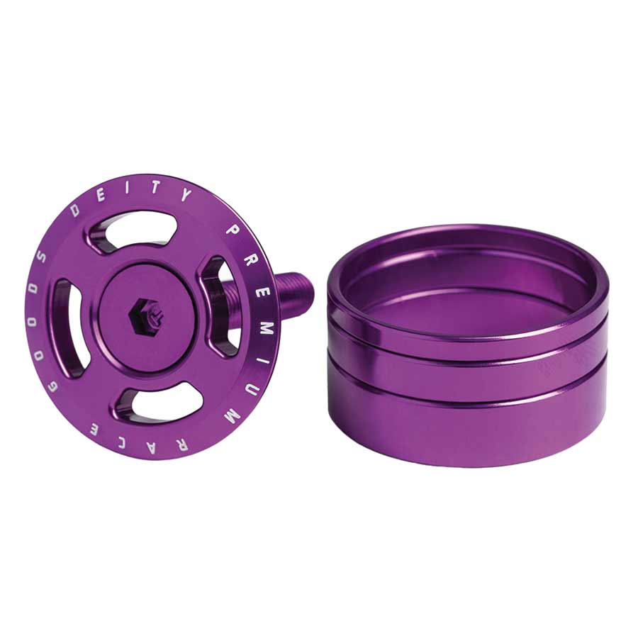 Deity, Crosshair, Topcap and headset spacers, 1-1/8'', Purple