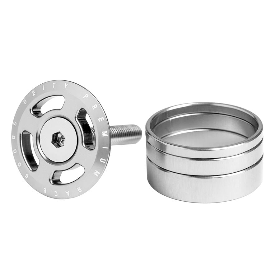 Deity, Crosshair, Topcap and headset spacers, 1-1/8'', Silver