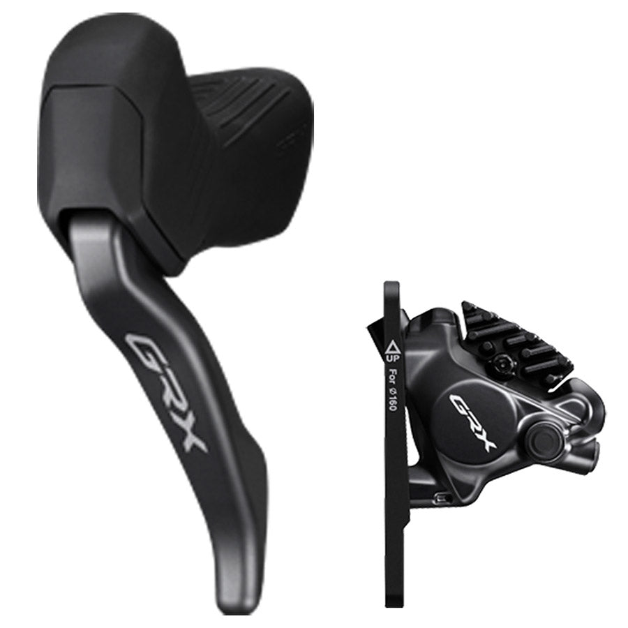 Shimano, GRX Di2 ST-RX825 / BR-RX820, Road Hydraulic Disc Brake, Front, Flat mount, 160 (not included), Black, IRX8208DLF6SC100
