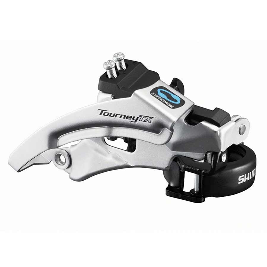 Shimano, Tourney FD-TX800-TS6, Front derailleur, 7-8 speeds, Top swing, Dual pull, Multi clamp, Triple, 66-69°
