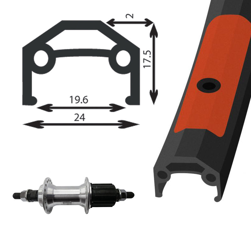 DAMCO - 700C ALLOY BLACK (DOUBLE WALL) - REAR / ALTUS CASS.NUT (8 SP.)