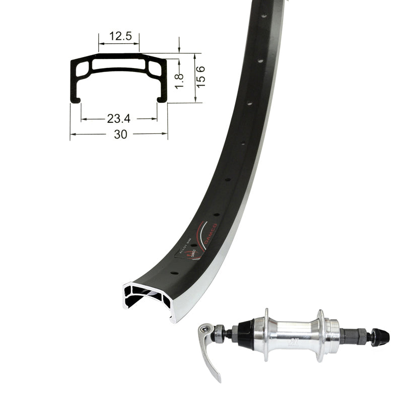 DAMCO - 27.5'' ALLOY BLACK WIDE (CNC) - REAR / FREEWHEEL, QR