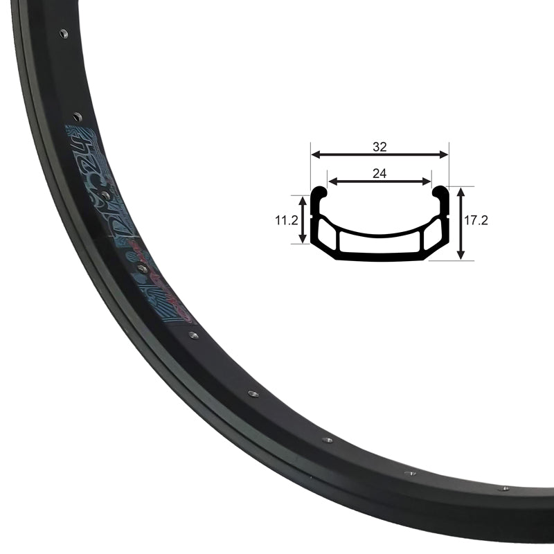 ALEXRIMS - 24" DM-24 (DOUBLE WALL) - BLACK