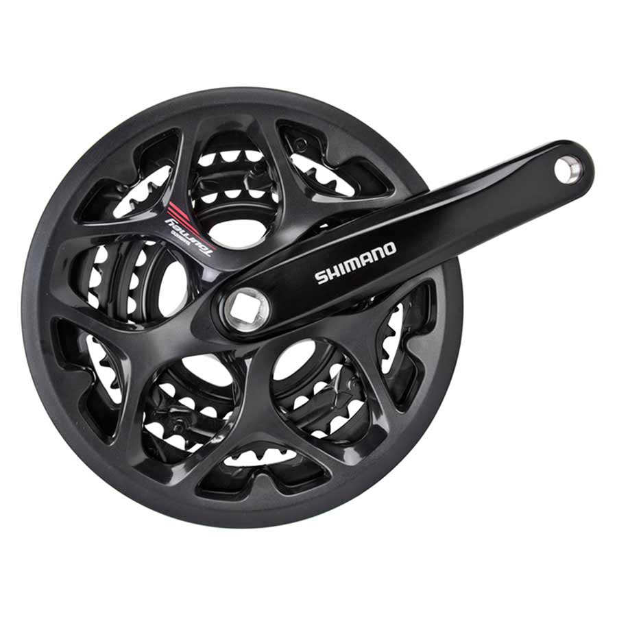 Shimano, FC-A073, Crankset, 7/8 sp., 170mm, 30/39/50T, BCD:Rivets, Square, 45mm, w/ Chainguard, Black