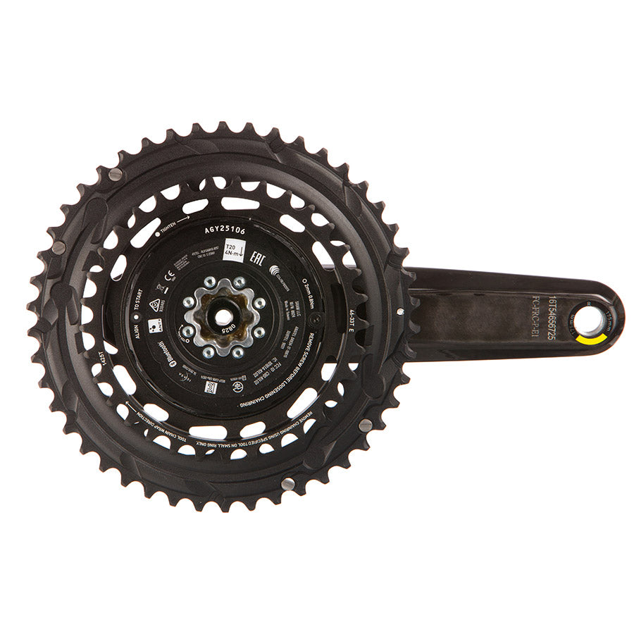 SRAM, Force 2x Powermeter E1, Power Meter Crankset, Speed: 12, Spindle: 28.99mm, BCD: Thread Mount, 46/33, DUB, 172.5mm, Black, Road