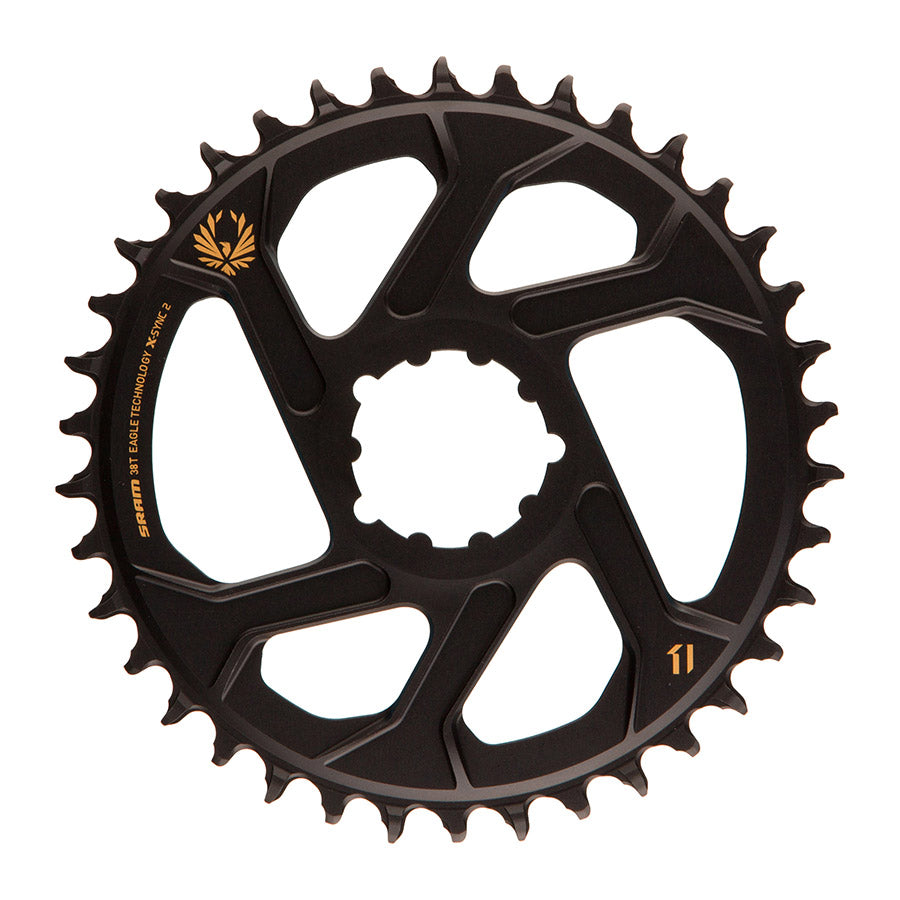 SRAM, X-Sync 2 Eagle 3mm Offset, Chainring, Teeth: 38, Speed: 12, BCD: Direct Mount, Single, Aluminum, Gold