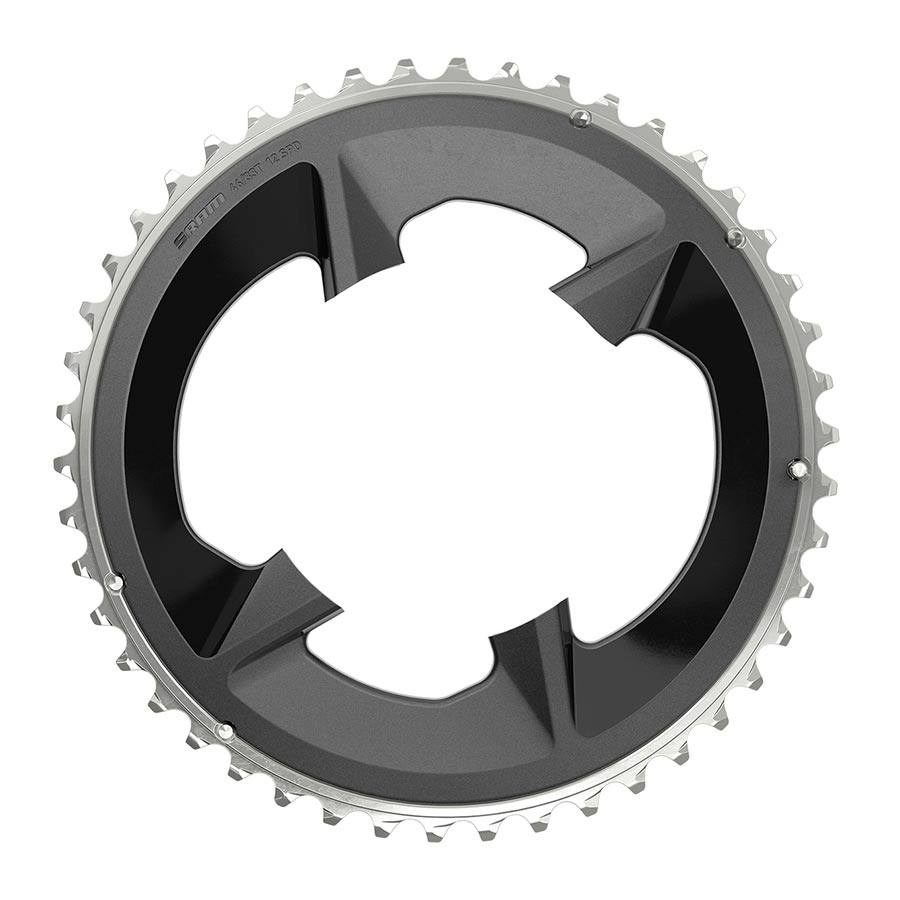 SRAM, Rival D1 2x 107mm, Chainring, Teeth: 46, Speed: 12, BCD: 107mm, Bolts: 4, Aluminum, Black