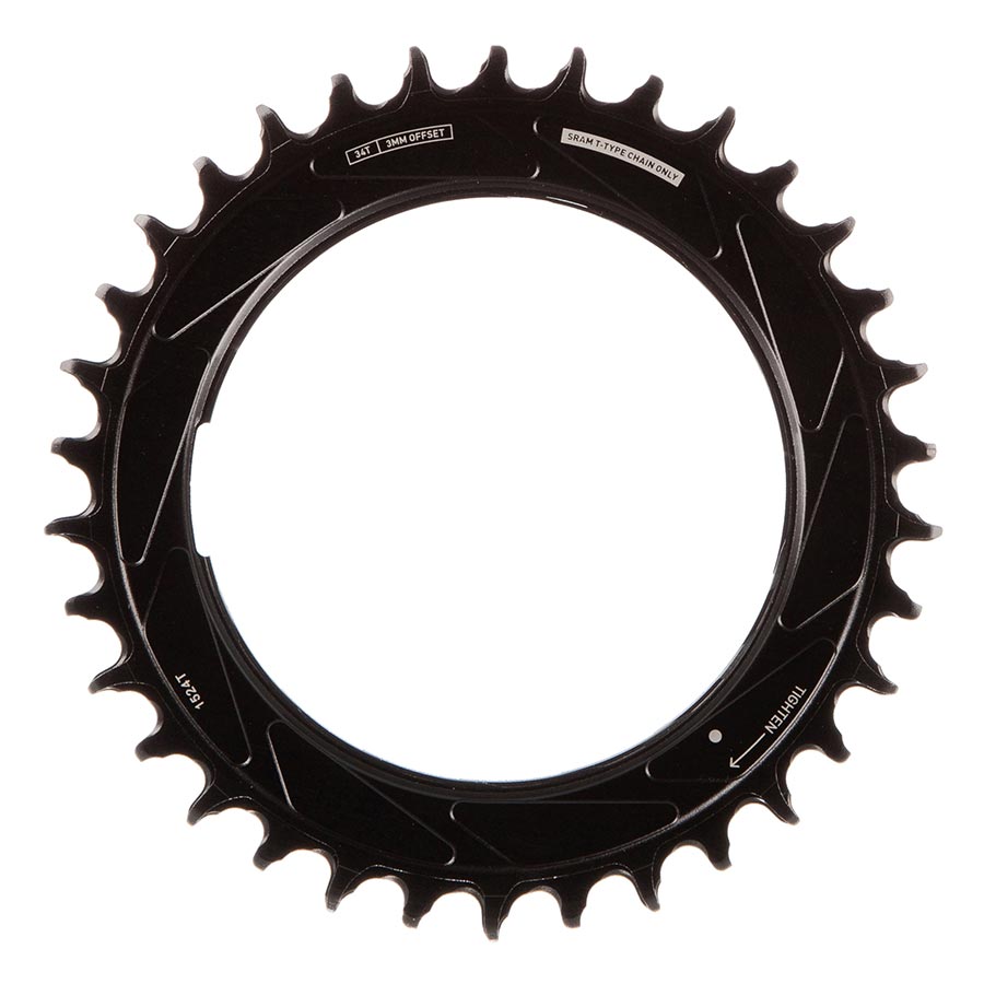 SRAM, Eagle T-Type Thread Mount 3mm Offset, Chainring, Teeth: 34, Speed: 12, BCD: Thread Mount, Aluminum, Black