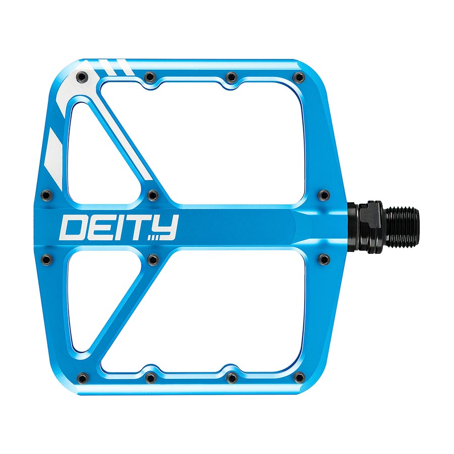 Deity, SuperVillain, Platform Pedals, Body: Aluminum, Spindle: Cr-Mo, 9/16'', Blue, Pair