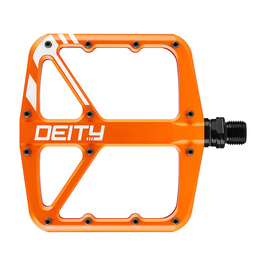 Deity, SuperVillain, Platform Pedals, Body: Aluminum, Spindle: Cr-Mo, 9/16'', Orange, Pair