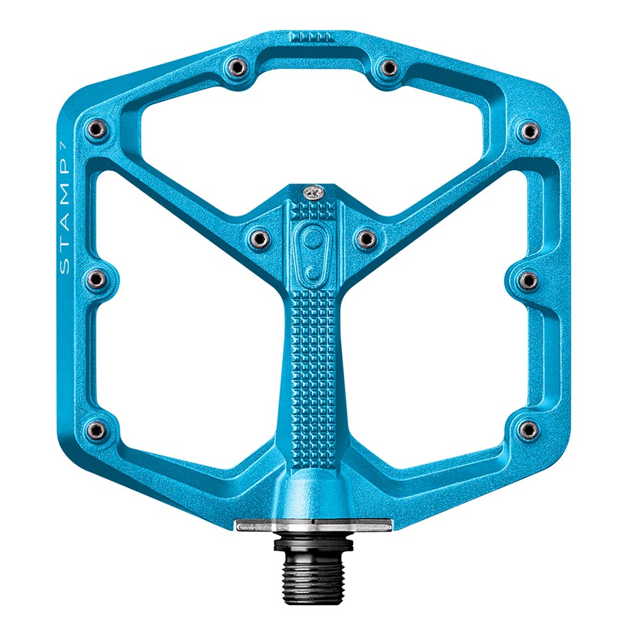 crankbrothers, STAMP 7 Large, Platform Pedals, Body: Aluminum, Spindle: Cr-Mo, 9/16'', Electric Blue, Pair