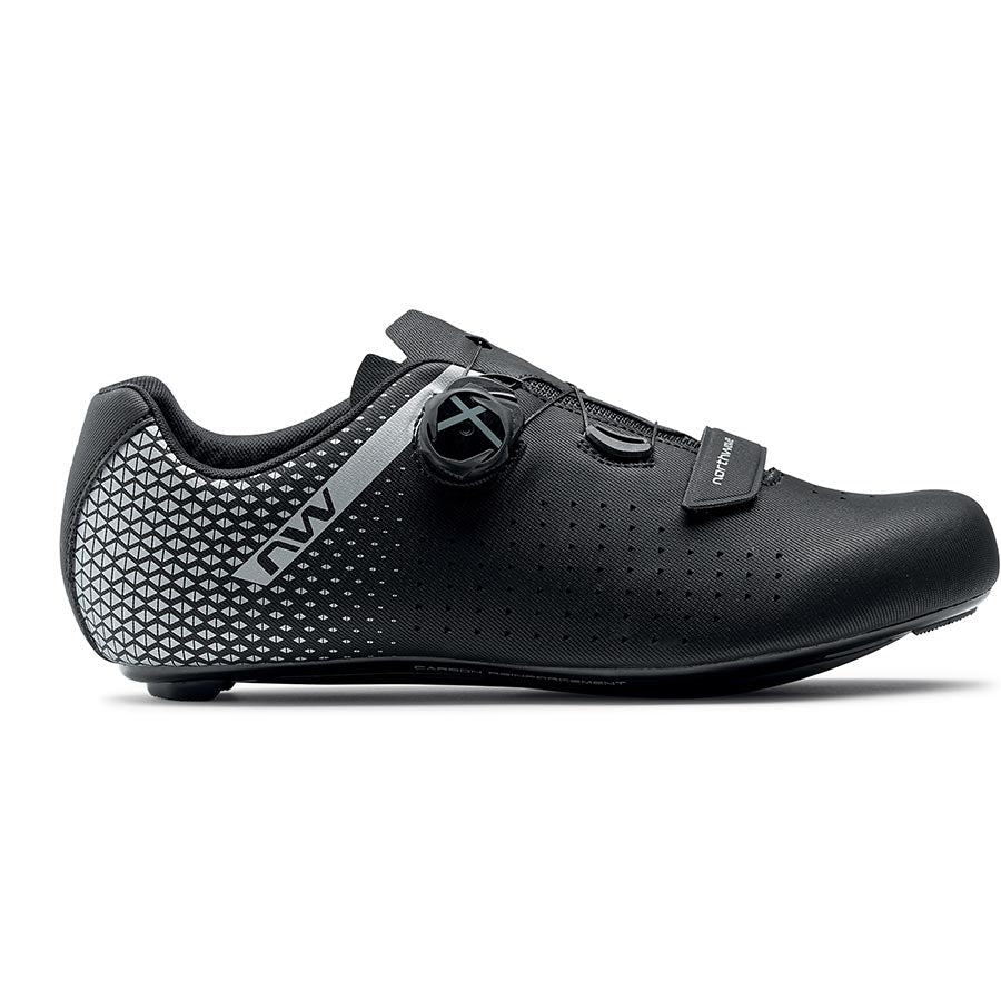 Northwave, Core Plus 2 Wide, Road Shoes, Black/Silver, 46