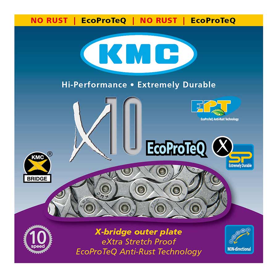 KMC Chain X10 EPT x 116L, 10 speed, Eco Proteq, Grey