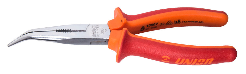 UNIOR LONG NOSE PLIERS W CUTTER & PIPE GRIP BENT