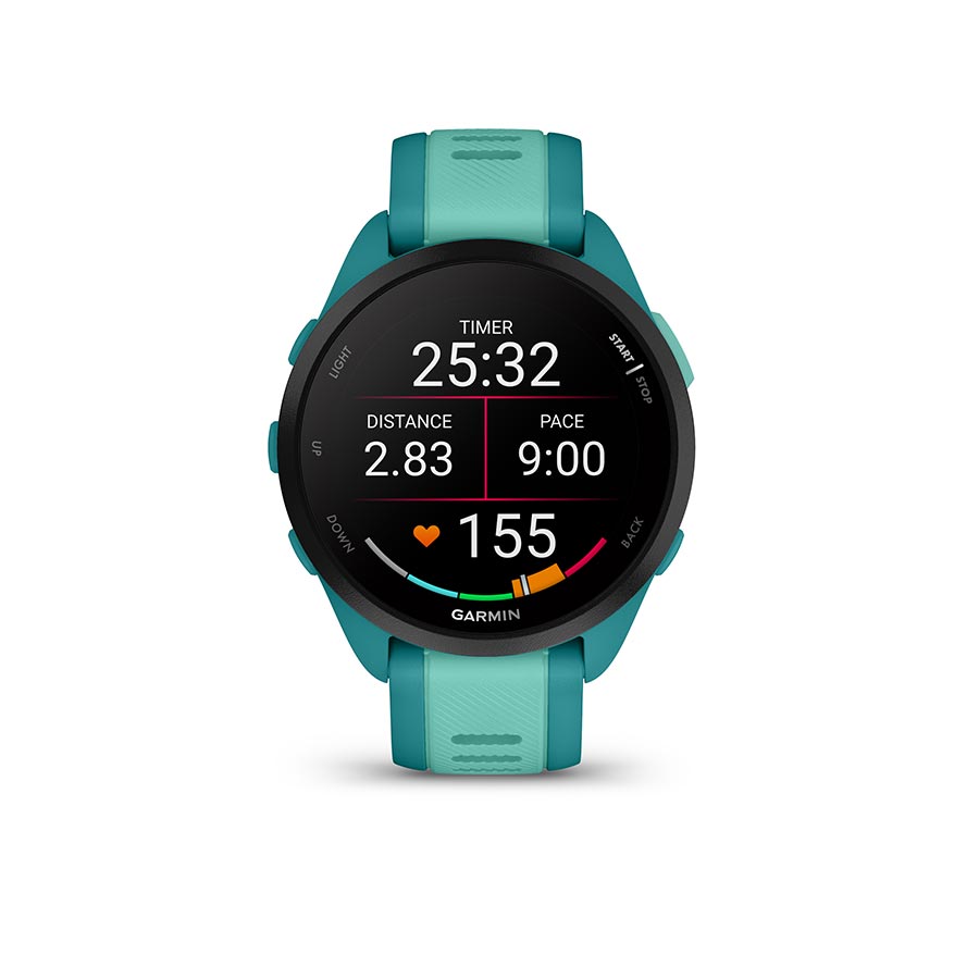 Garmin, Forerunner 165 Music, Watch, Watch Color: Turquoise, Wristband: Aqua - Silicone
