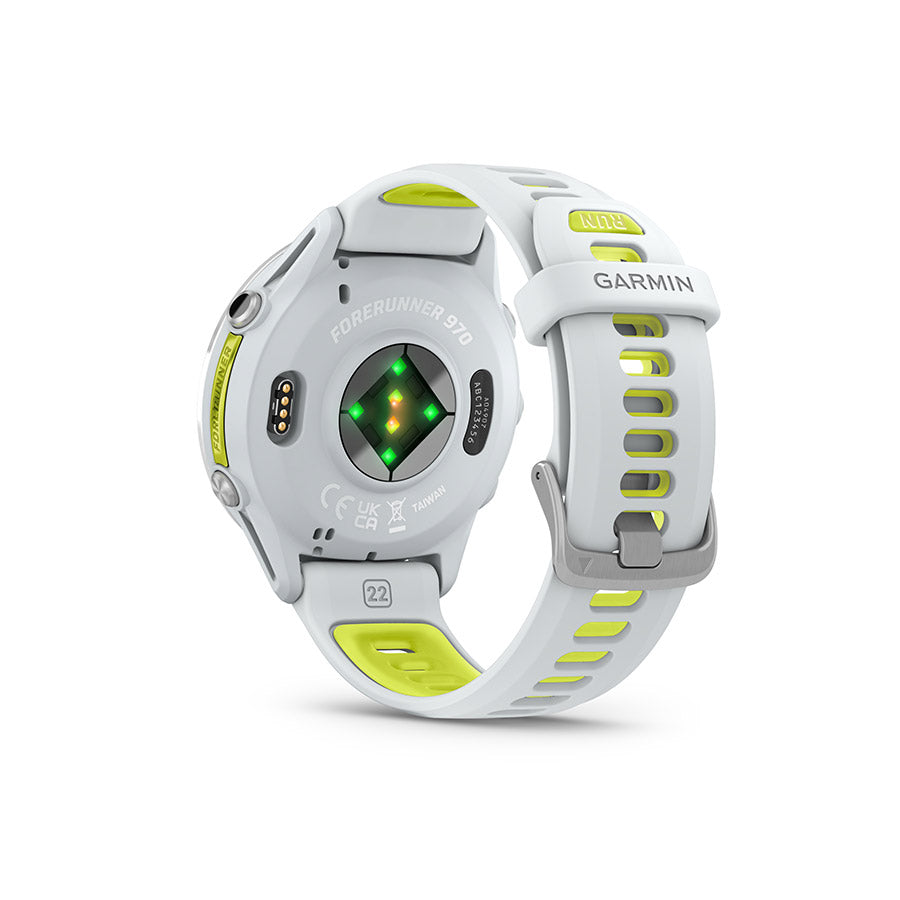 Garmin, Forerunner 970, Watch, Watch Color: Whitestone, Wristband: Whitestone/TRanslucent Amp Yellow- Silicone