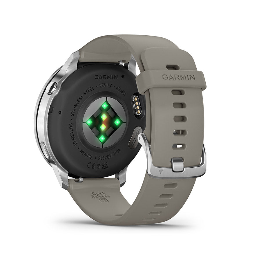 Garmin, Venu 4 45mm, Watch, Watch Color: Silver, Wristband: Silver Gray - Silicone