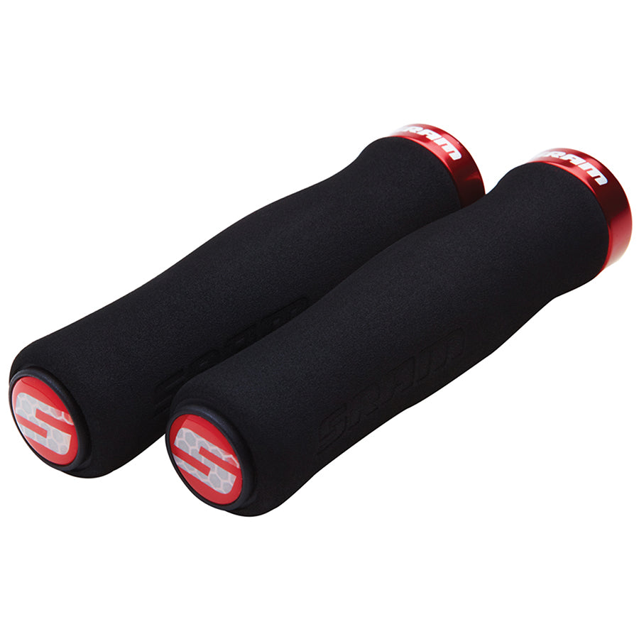SRAM, Contour Foam Locking, Grips, Pair, Black/Red