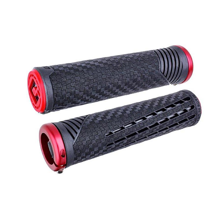 ODI, CF Grip v2.1, Grips, 135mm, Pearl Black/Red, Pair