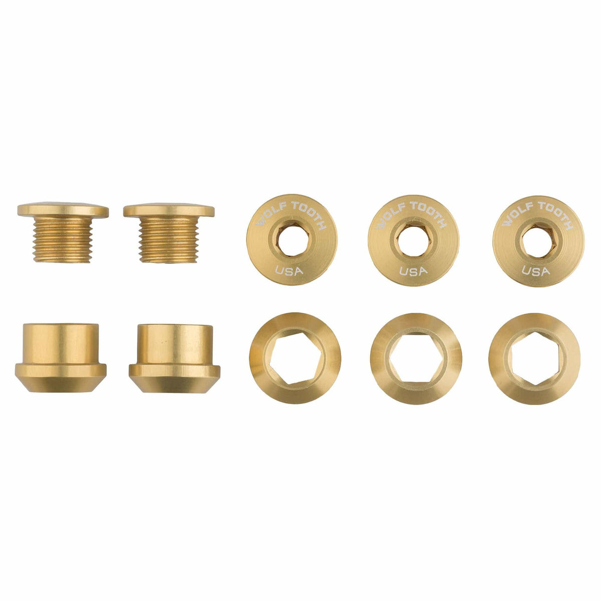 SET OF 5 CHAINRING BOLTS+NUTS FOR 1X GOLD 6MM
