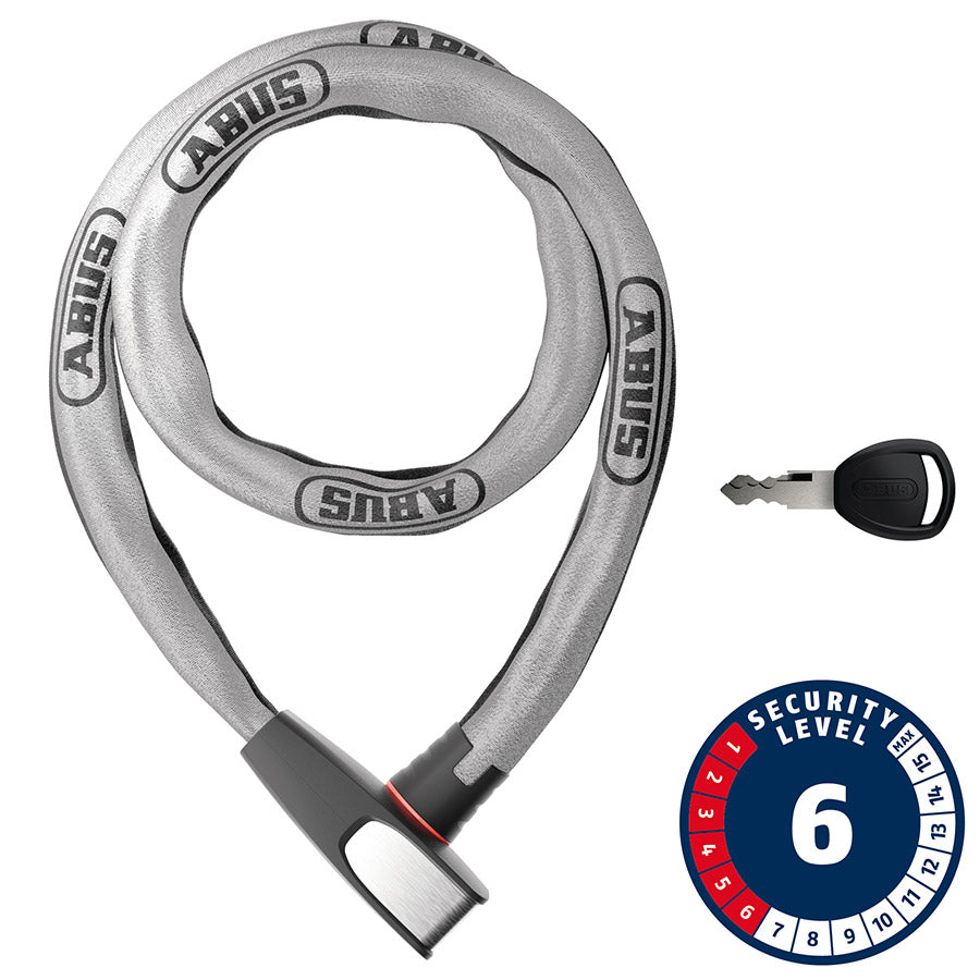 Abus, 6806K Catena Reflective, Chain Lock, Key, 6mm, 110cm, 3.6', Black Reflective
