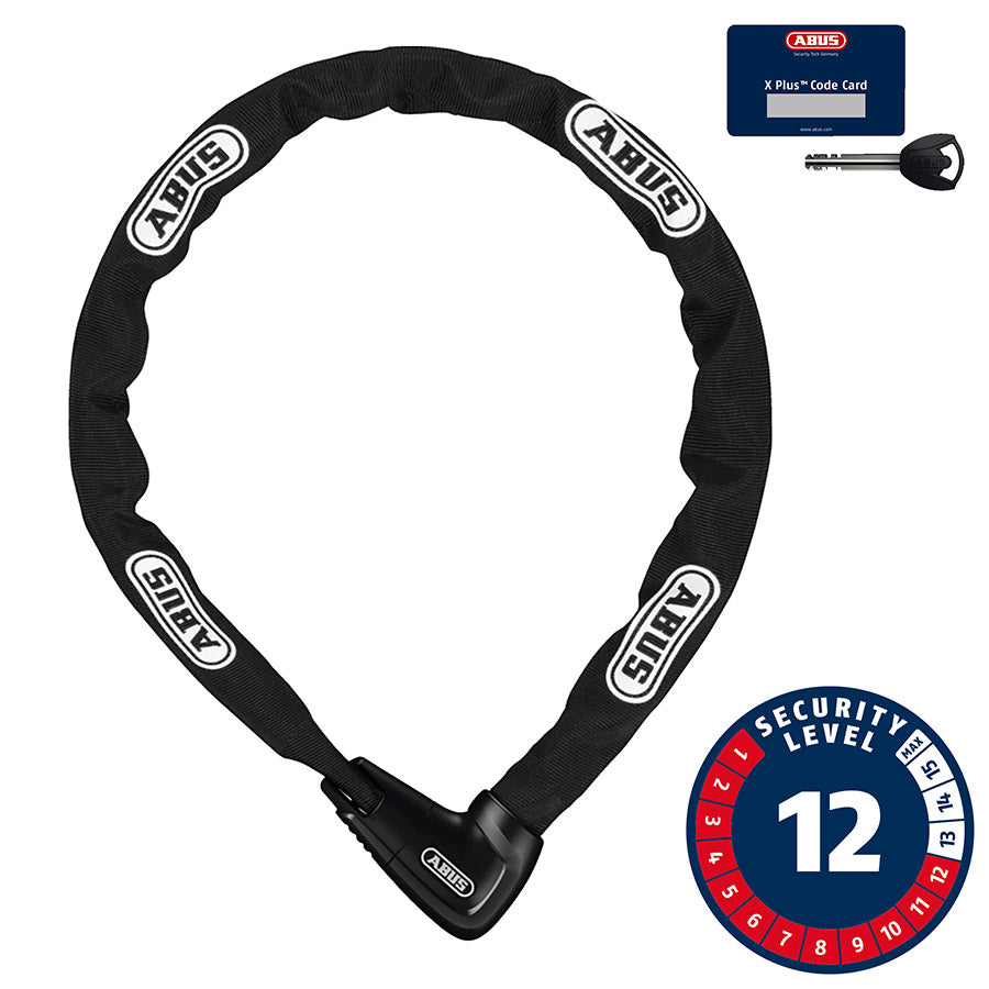 Abus, Steel-O-Chain 9809K XPlus, Chain Lock, Key, 9mm, 170cm, 5.6', Black