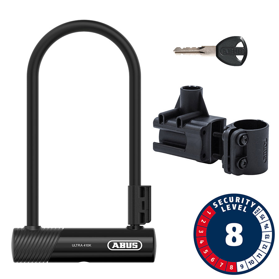 Abus, Ultra 410K, U-Lock, Key, 12mm, 170x230mm, 6.7''x9'', SH34, Black