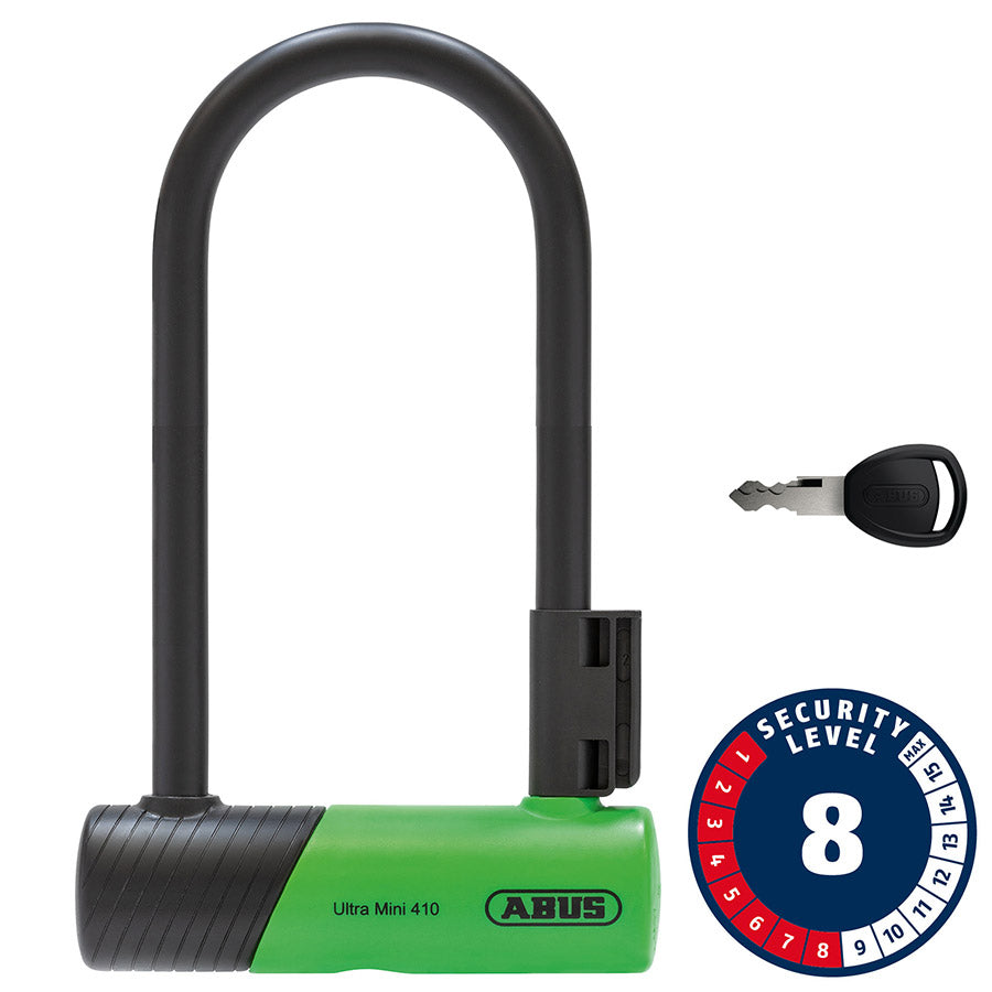 Abus, Ultra 410K Mini, U-Lock, Key, 12mm, 150x180mm, 5.9''x7'', SH34, Green