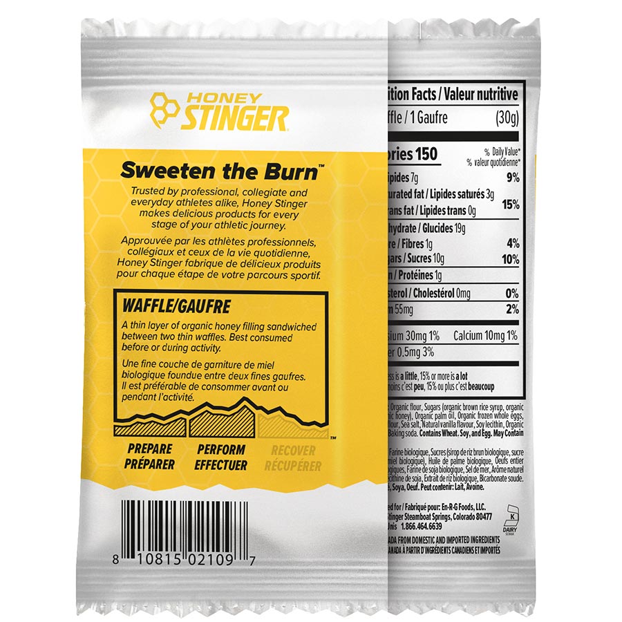Honey Stinger, Organic Waffles, Bars, Vanilla, 12pcs