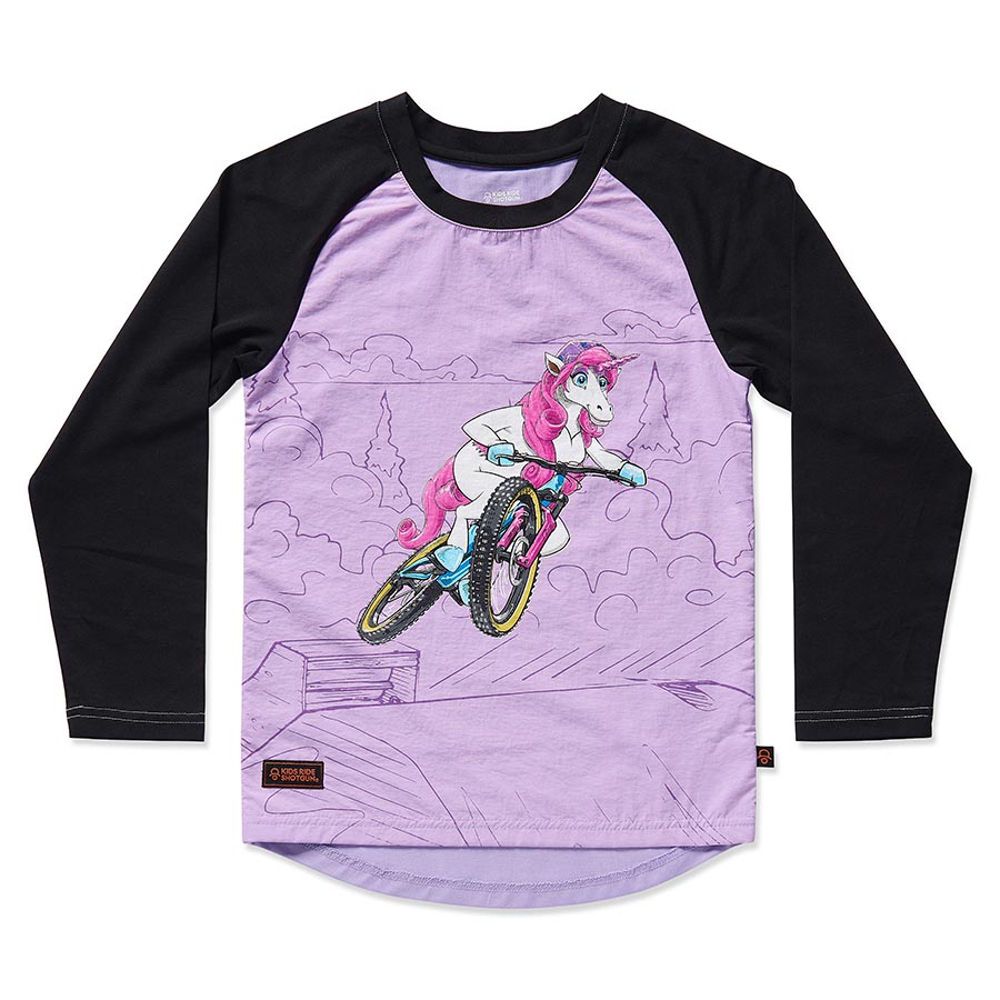 Kids Ride Shotgun, Windproof MTB Kids, Youth Jersey, Unicorn, M