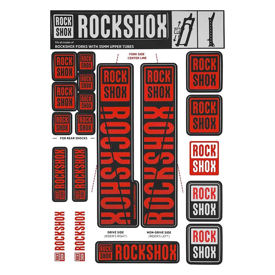 RockShox, 35mm Decal Kit - MY18, Red, Kit