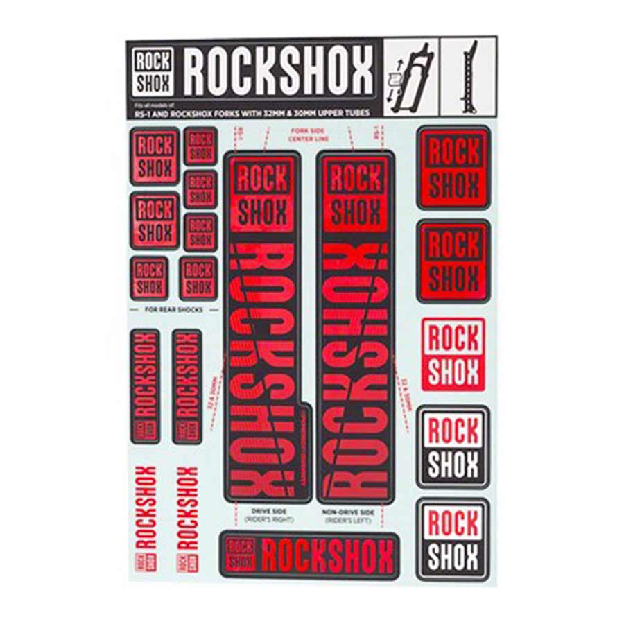 RockShox, 30/32mm Decal Kit, Red, Kit