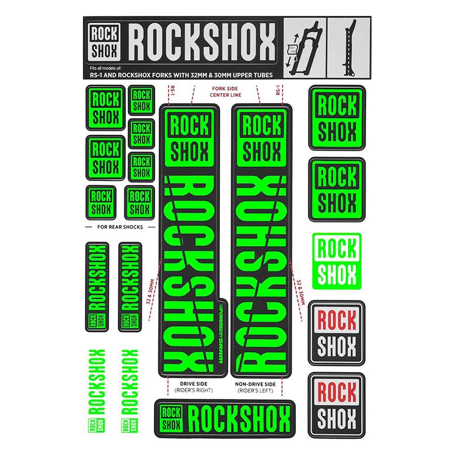 RockShox, 30/32mm Decal Kit, Green, Kit