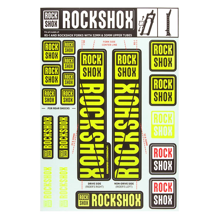 RockShox, 30/32mm Decal Kit, NE01 Yellow