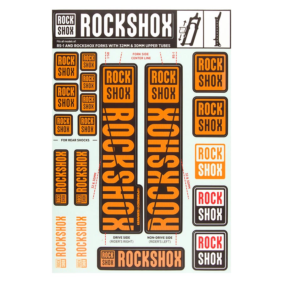 RockShox, 30/32mm Decal Kit, NE02 Orange