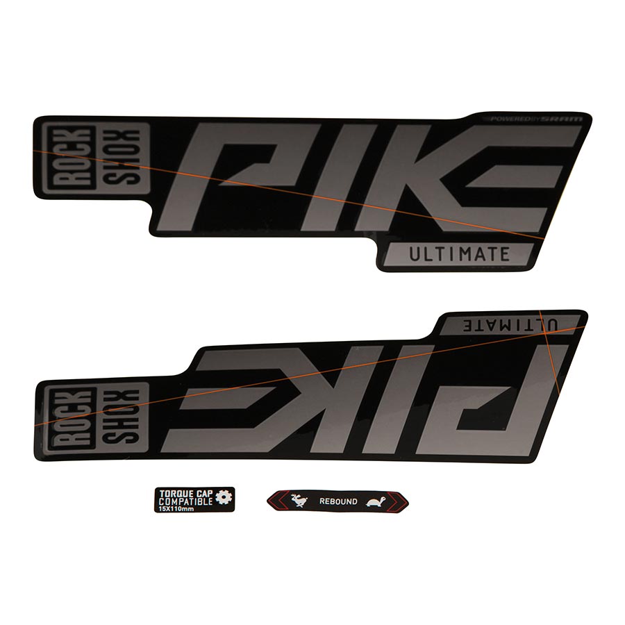 RockShox, Pike Ultimate Decal Kit, Gloss Polar for Gloss Black Lowers