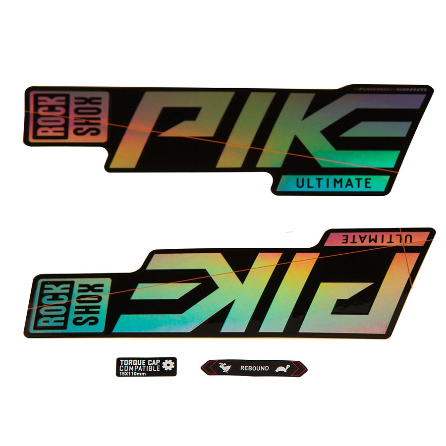 RockShox, Pike Ultimate Decal Kit, Gloss Rainbow for Gloss Black Lowers