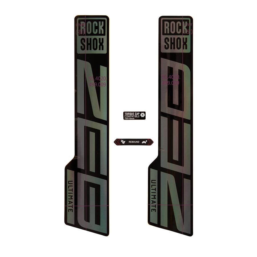 RockShox, ZEB Ultimate Decal Kit, Gloss Rainbow for Gloss Black Lowers