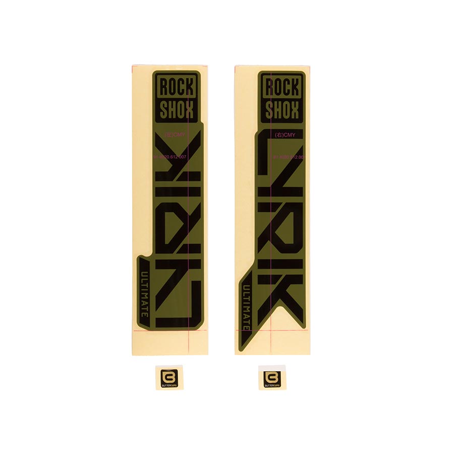RockShox, Decal Kit for Lyrik Ultimate 2023, Gloss Black for Gloss Green