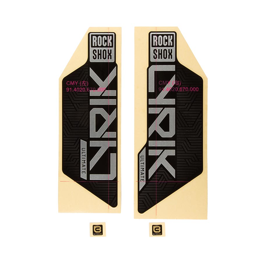RockShox, Decal Kit for Lyrik Ultimate 2023, Matte Silver for Gloss Black
