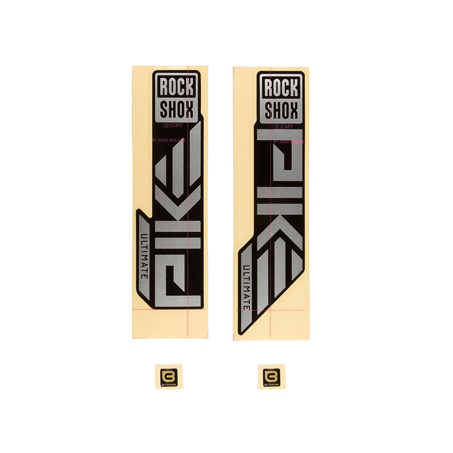 RockShox, Decal Kit for Pike Ultimate 2023, Matte Silver for High Gloss Black