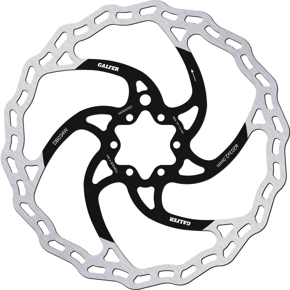Brake Wave Rotor 203mm X 2.0mm MTB/E-bike 6-bolt