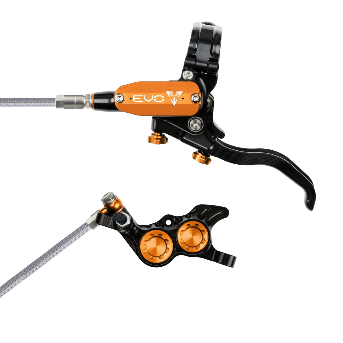 Hope Brake EVO GR4 No Rotor BRAIDED LH- Black/Orange