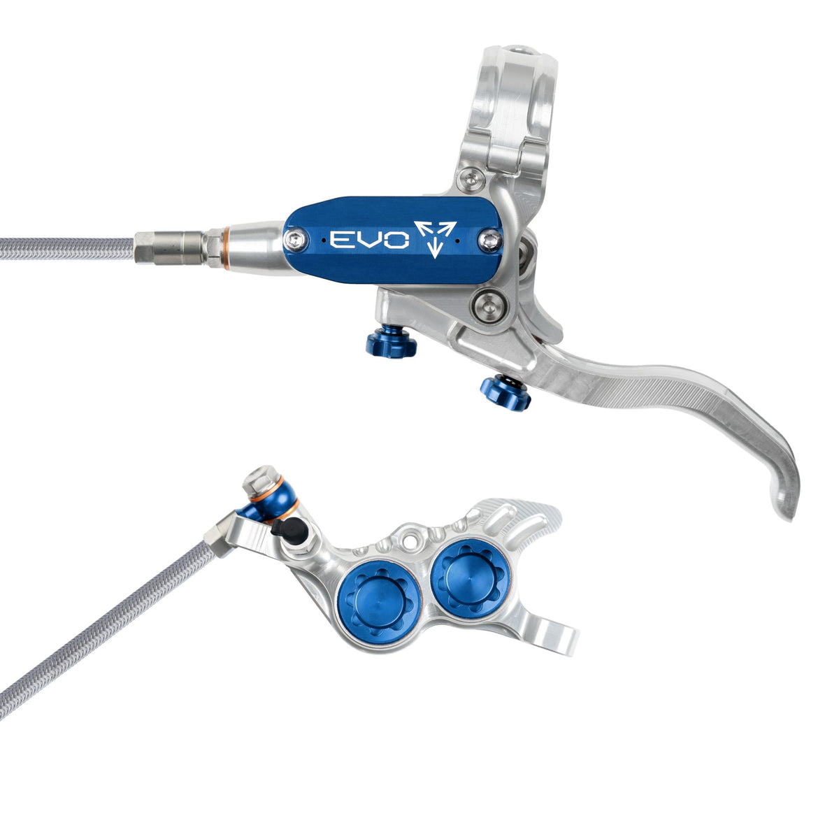 Hope Brake EVO GR4 No Rotor BRAIDED LH- Silver/Blue